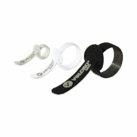 VELCRO BRAND Portable Cord Ties, 2 3in x 0.25in/ 2 5in x 0.38in/ 2 7in x 0.5in, Black/Gray/White, 6PK 30815
